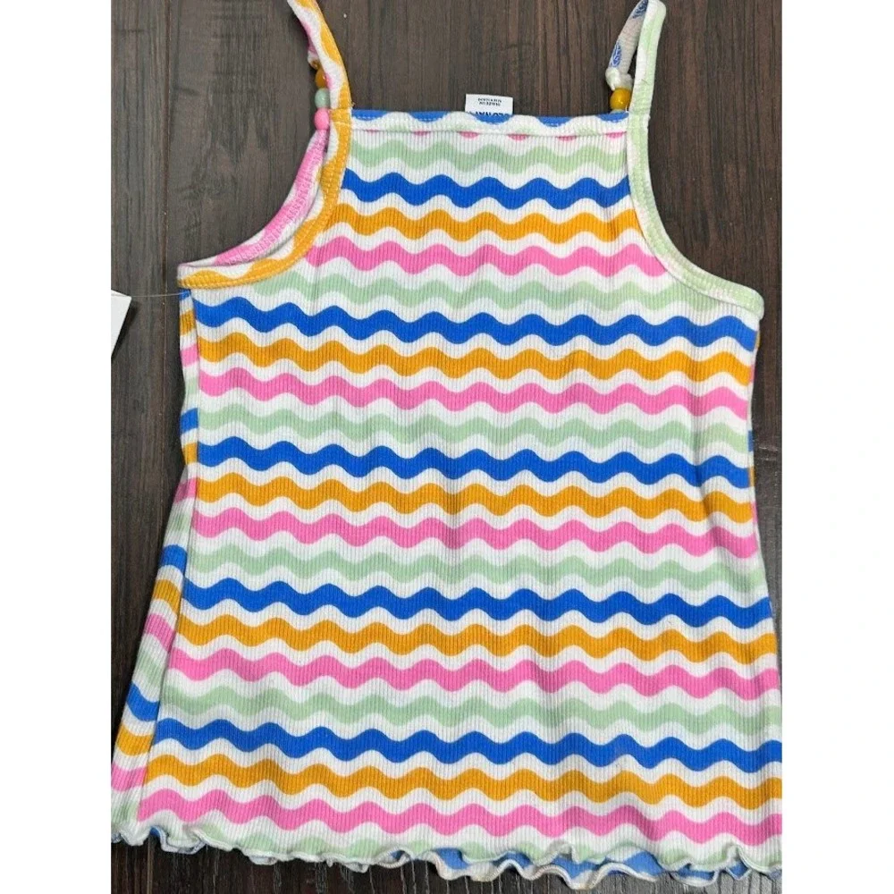 Old Navy Kids Girls Tank Top Size 2T‎ Wavy Stripe Ruffle Trim